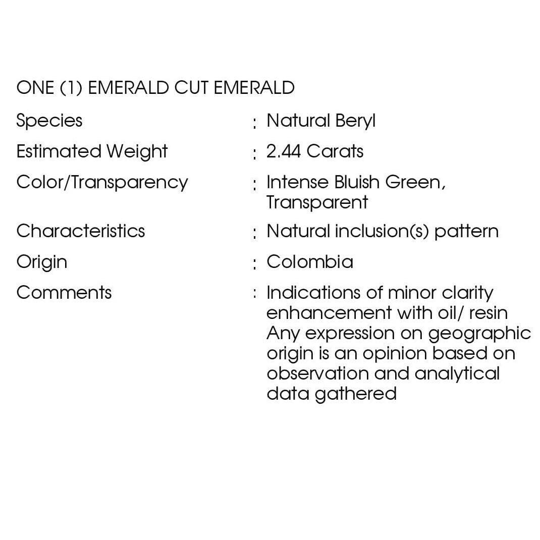 2.44ct Natural Emerald & 0.61ct Natural Diamonds set with 14K Gold Ring