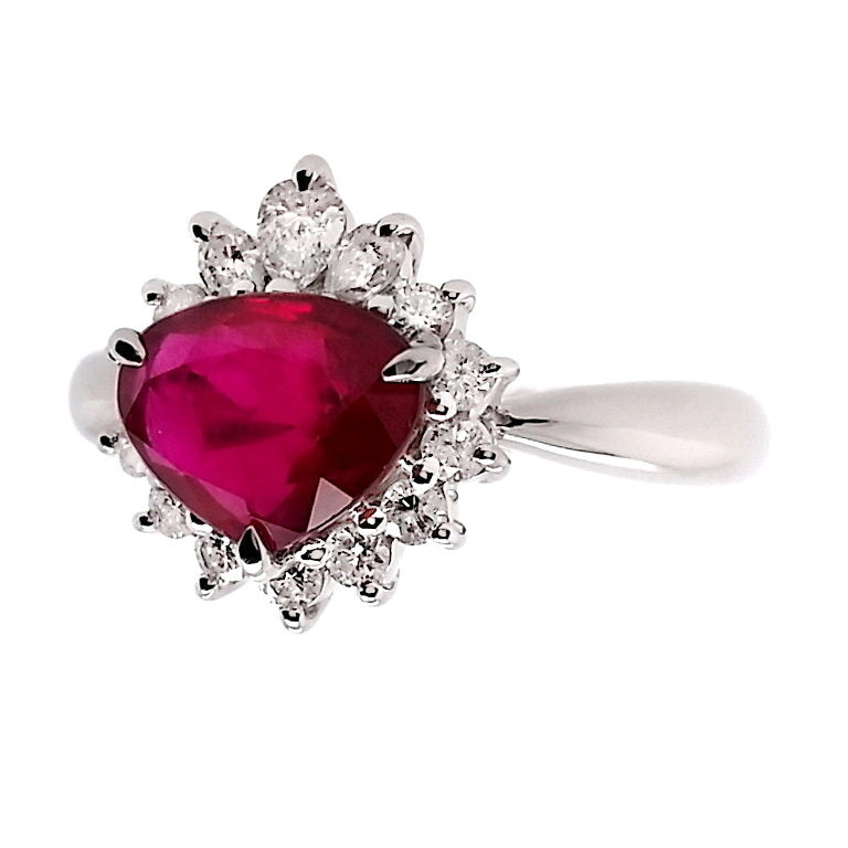 1.34ct Thai Ruby 0.34ct Natural Diamonds set with Platinum Ring - SALE
