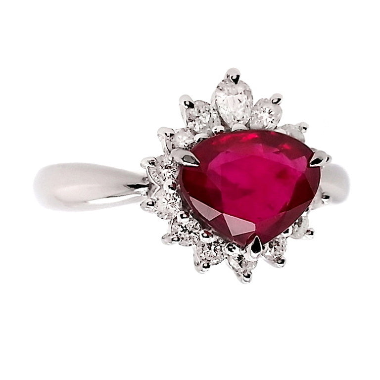 1.34ct Thai Ruby 0.34ct Natural Diamonds set with Platinum Ring - SALE