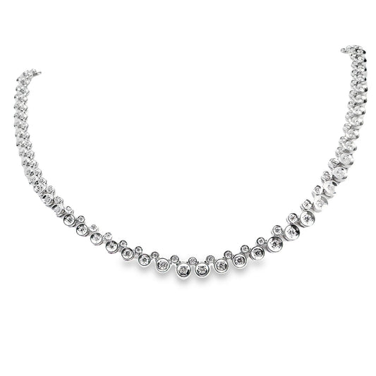 Classic 18K White Gold Necklace set with 3.00ct Natural White Diamonds - SALE