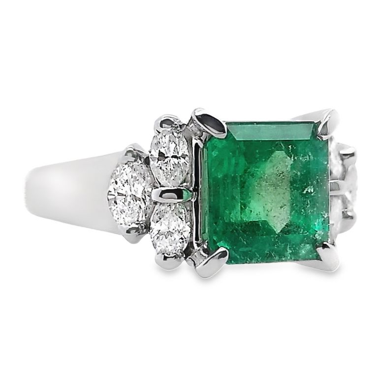 2.04ct NATURAL COLOMBIA EMERALD and 0.53ct NATURAL DIAMONDS set with Platinum Ring - SALE