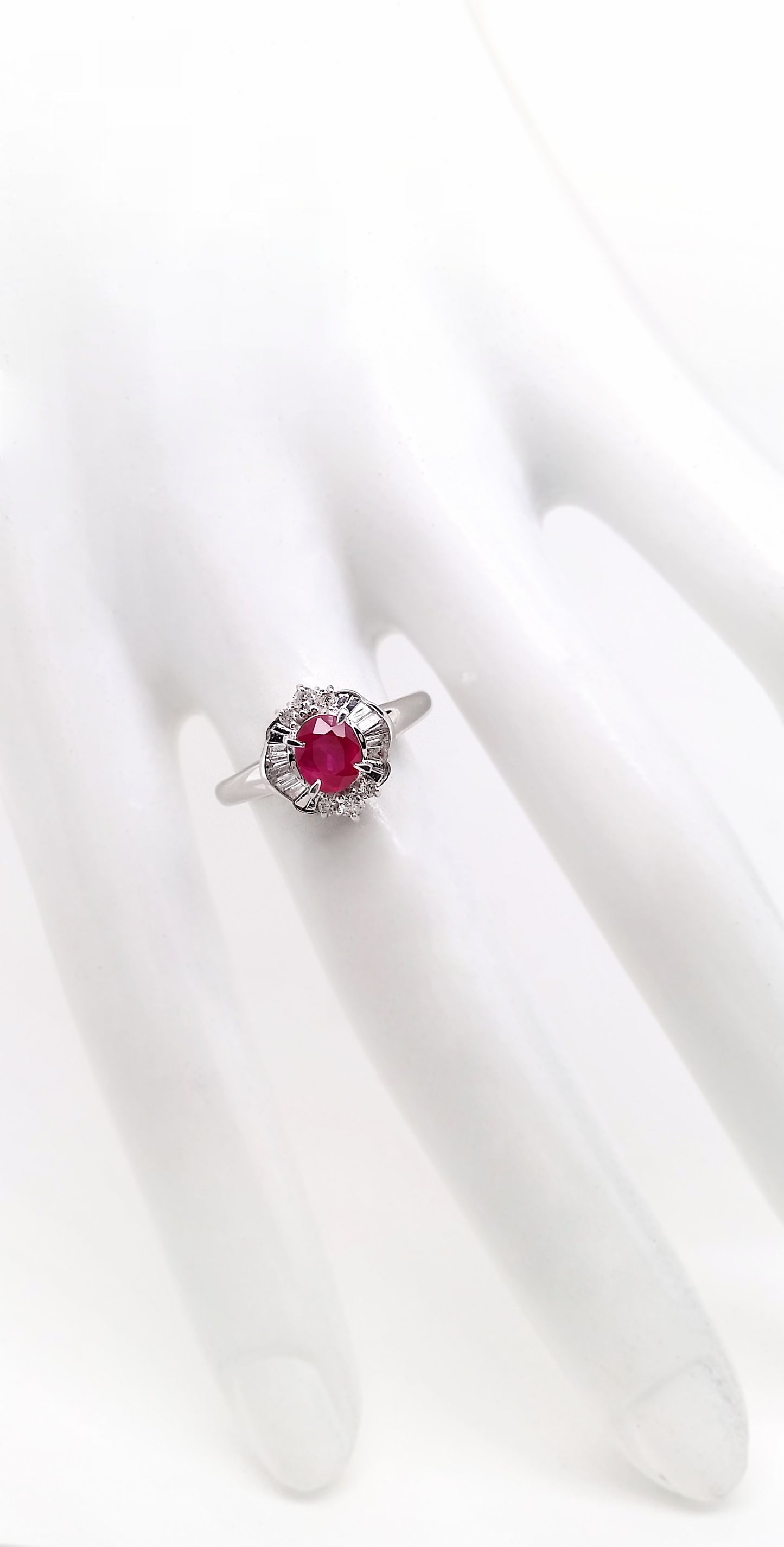 1.01ct Natural Burma Ruby and 0.33ct Natural Diamonds set with Platinum Ring - SALE