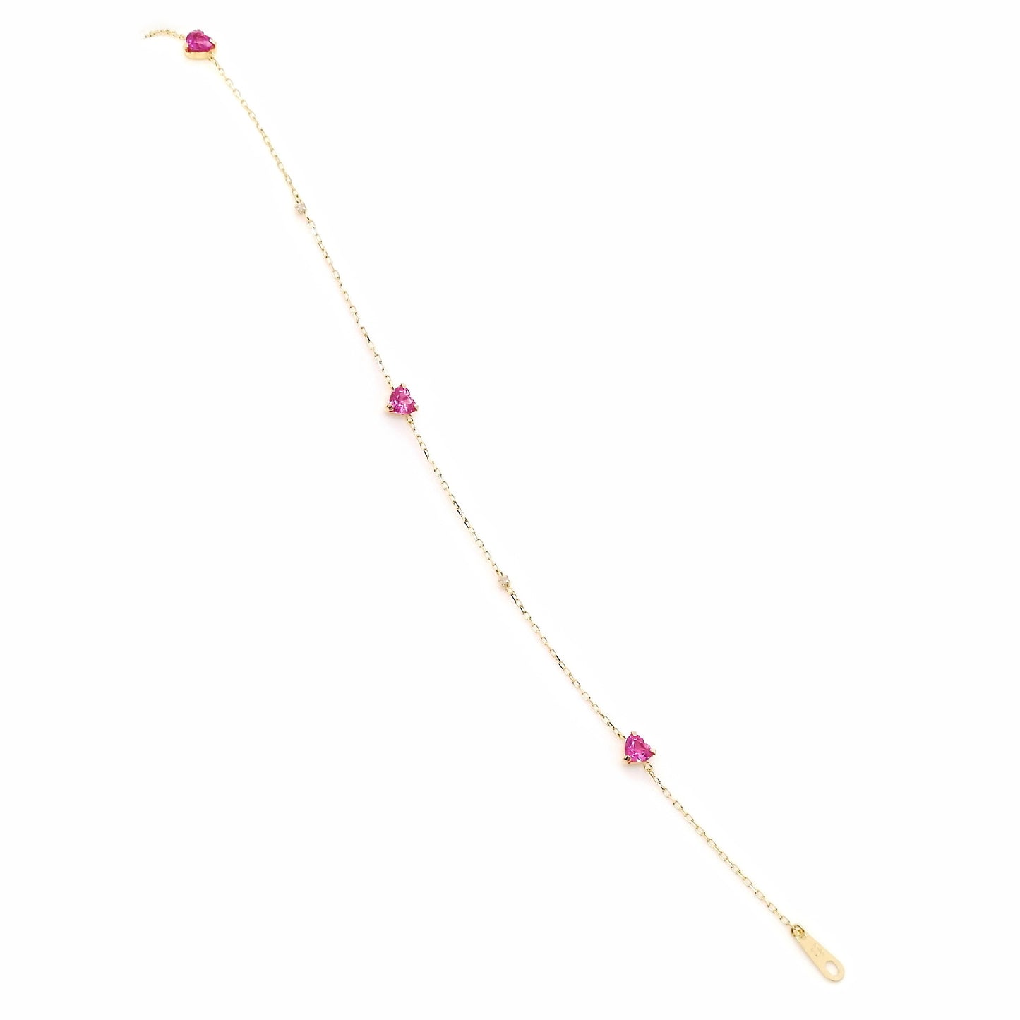 0.86ct NATURAL PINK-SAPPHIRES and 0.02ct NATURAL DIAMONDS set with 18K Yellow Gold Bracelet - SALE