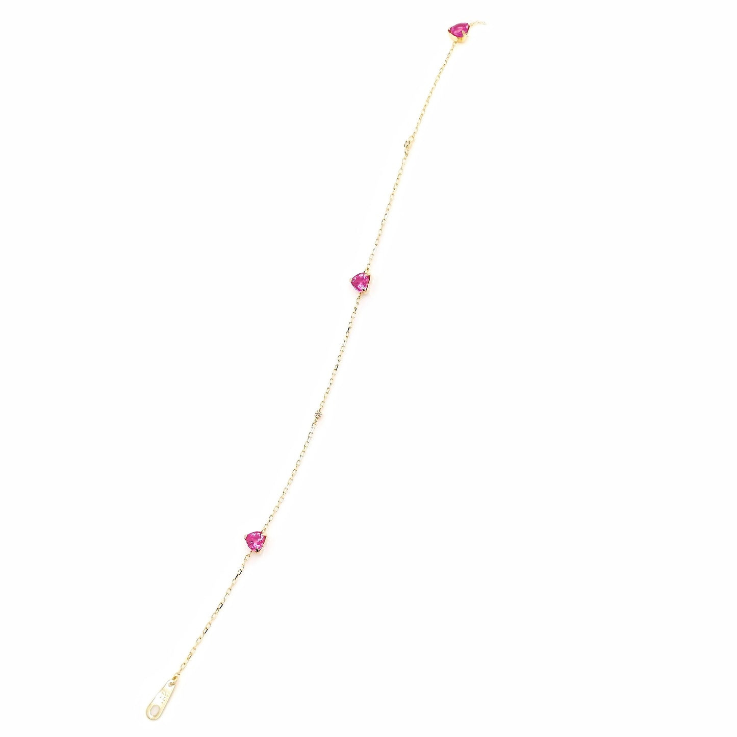 0.86ct NATURAL PINK-SAPPHIRES and 0.02ct NATURAL DIAMONDS set with 18K Yellow Gold Bracelet - SALE