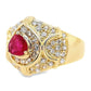 0.55ct NATURAL RUBY accented by 1.00ct NATURAL DIAMONDS set with 18KT Yellow Gold Ring - SALE