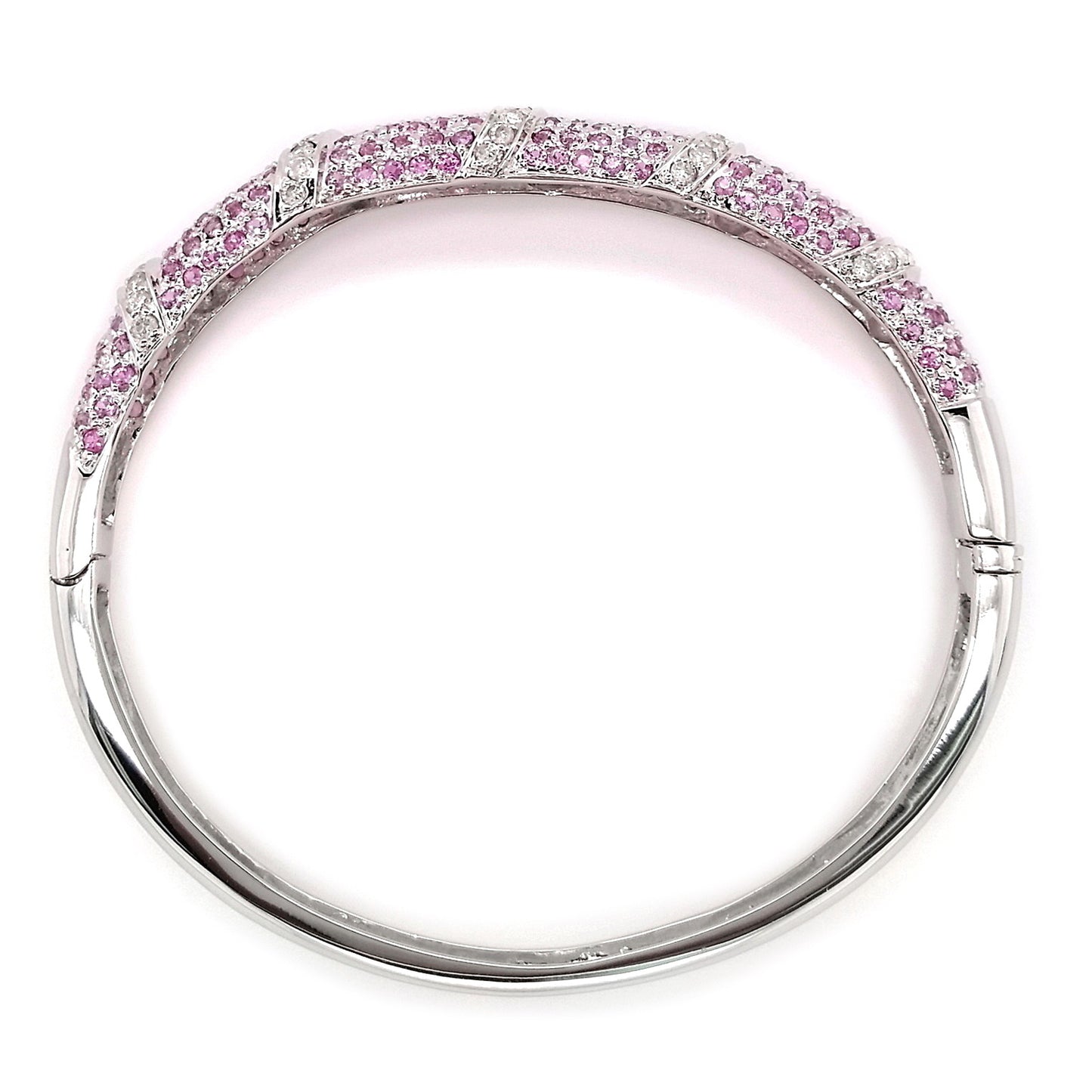 3.65ct Natural Pink Sapphires and 0.95ct Natural Diamonds set with 18K White Gold Bangle Bracelet - SALE