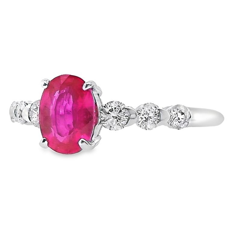 1.13ct Natural Pink Sapphire and 0.32ct Natural Diamonds set with Platinum Ring