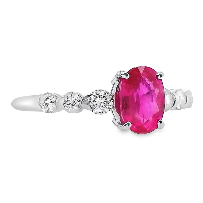 1.13ct Natural Pink Sapphire and 0.32ct Natural Diamonds set with Platinum Ring