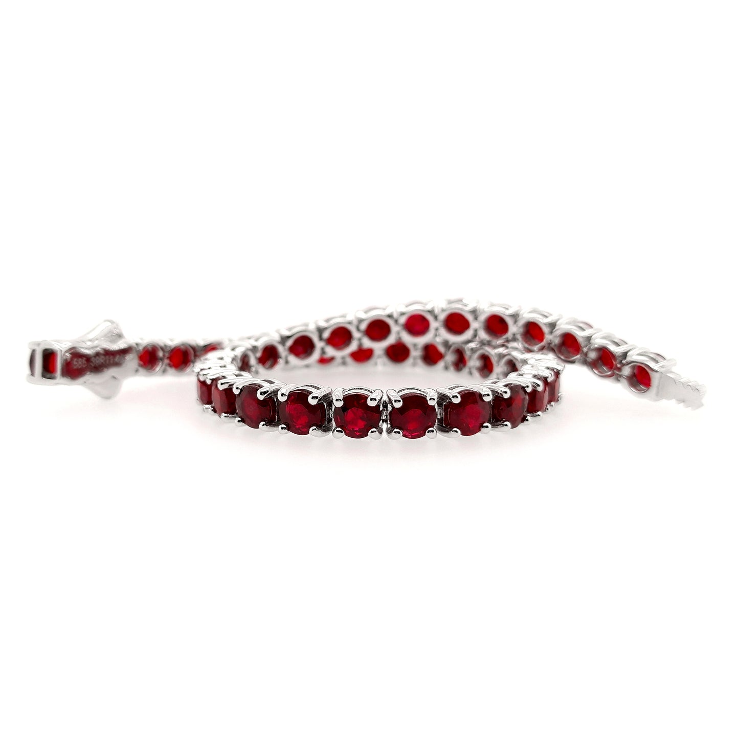 IGI Certified 11.46ct Natural Rubies 14K White Gold Bracelet