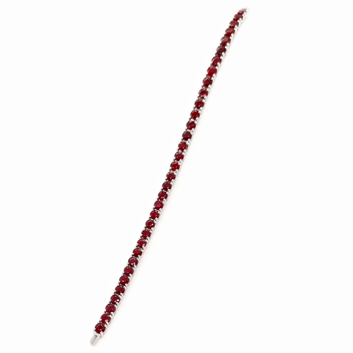 IGI Certified 11.46ct Natural Rubies 14K White Gold Bracelet