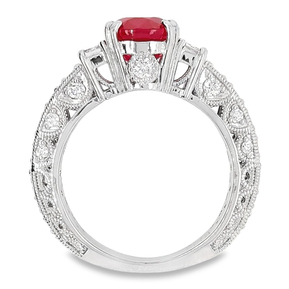 2.20ct Burma Vivid Ruby and 0.74ct Natural Diamonds set with Platinum Ring - SALE