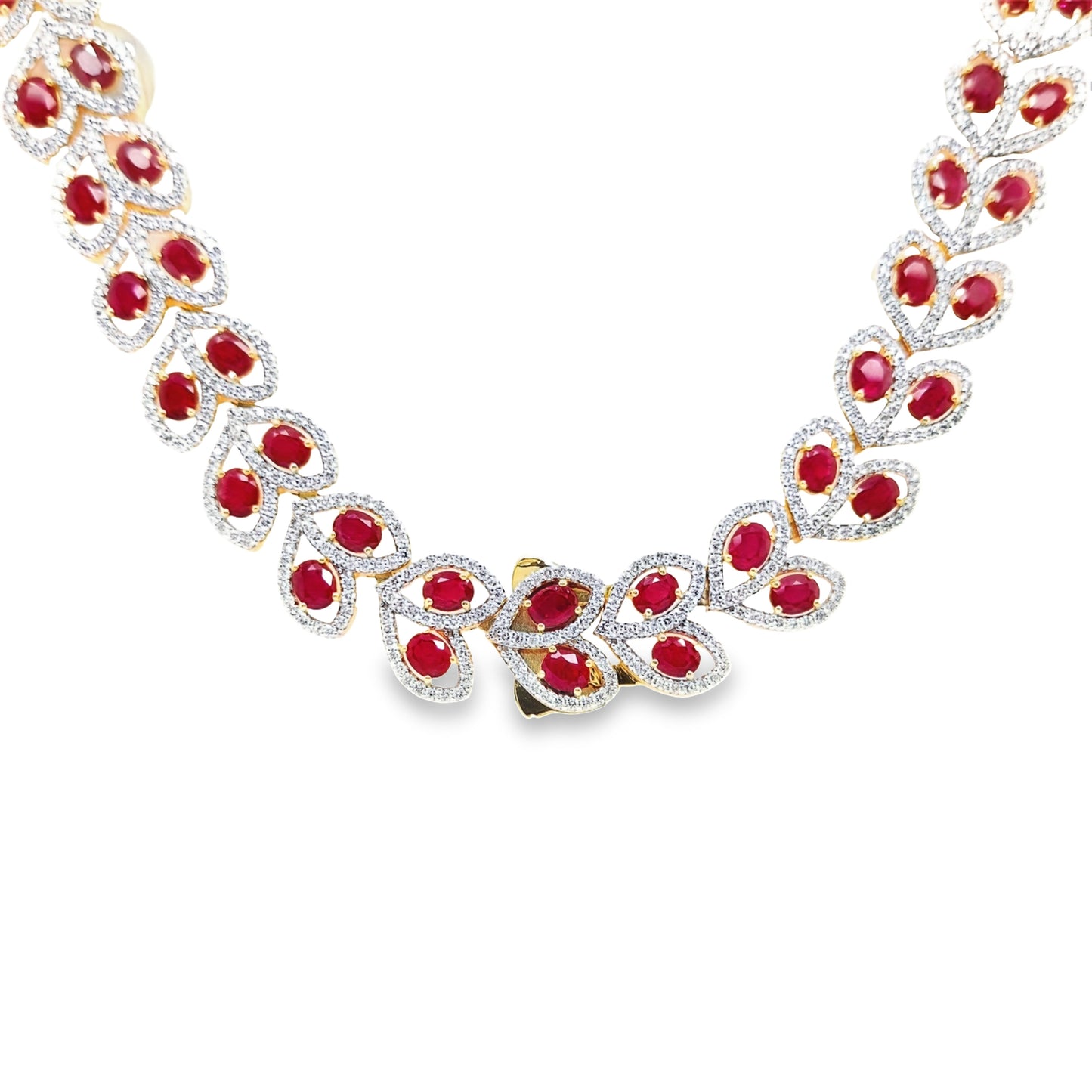 29.15ct Natural Burma Rubies and 9.83ct Natural Diamonds set with 18K Yellow Gold Necklace