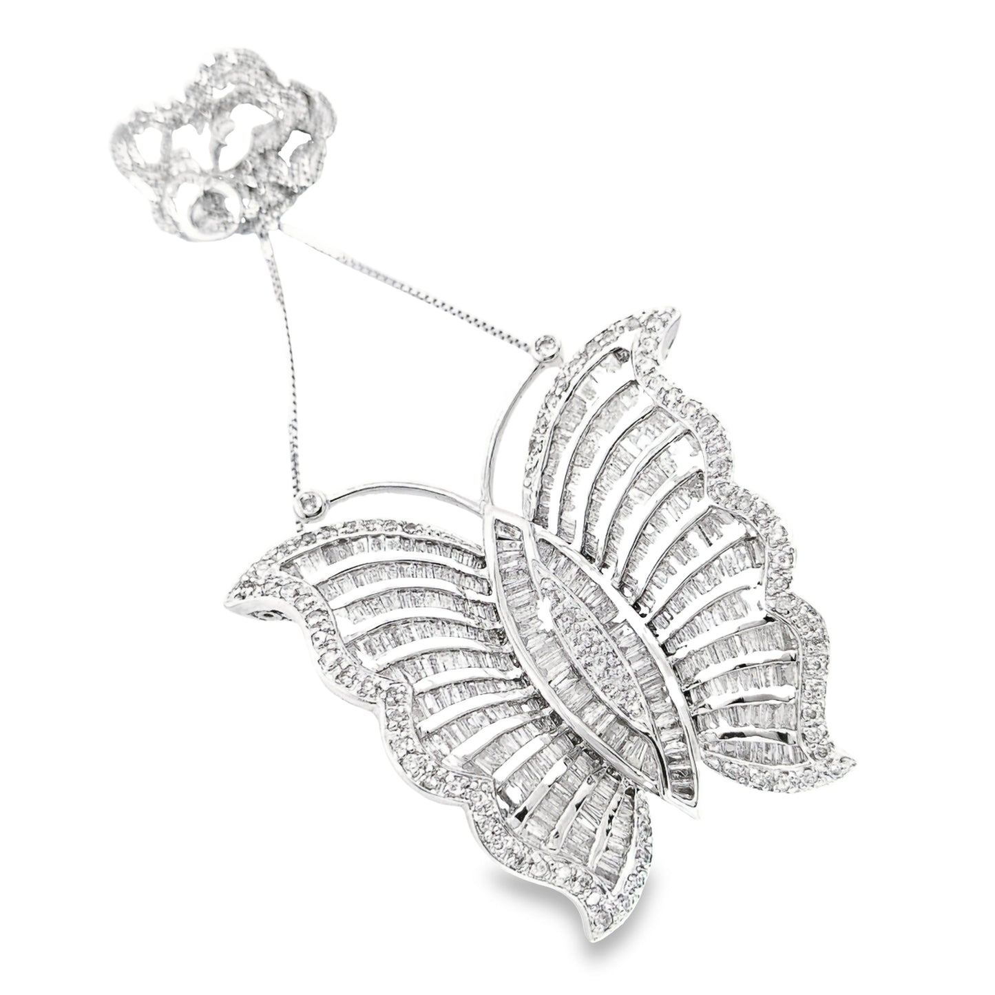 3.00ct Natural Diamonds set with 18K White Gold Necklace & Brooch