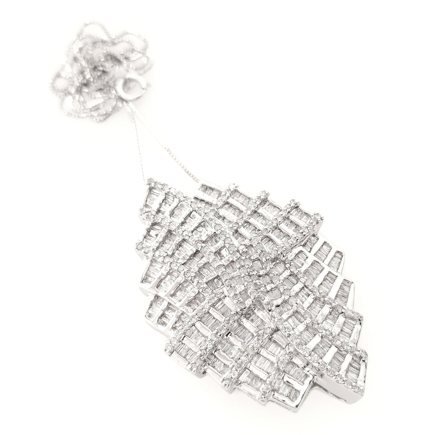 3.00ct Natural Diamonds set with 18K White Gold Necklace & Brooch