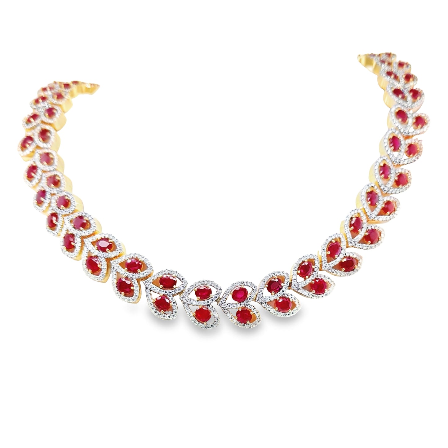 29.15ct Natural Burma Rubies and 9.83ct Natural Diamonds set with 18K Yellow Gold Necklace