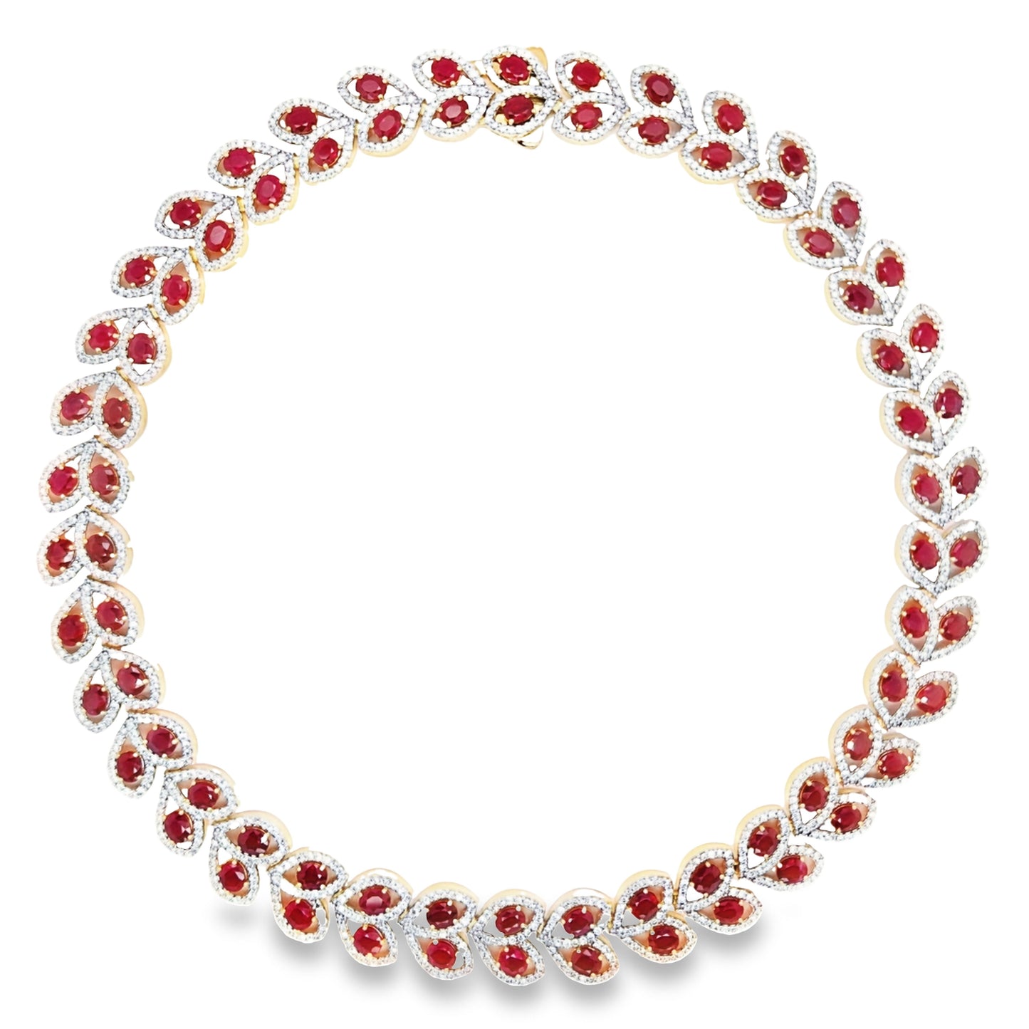 29.15ct Natural Burma Rubies and 9.83ct Natural Diamonds set with 18K Yellow Gold Necklace