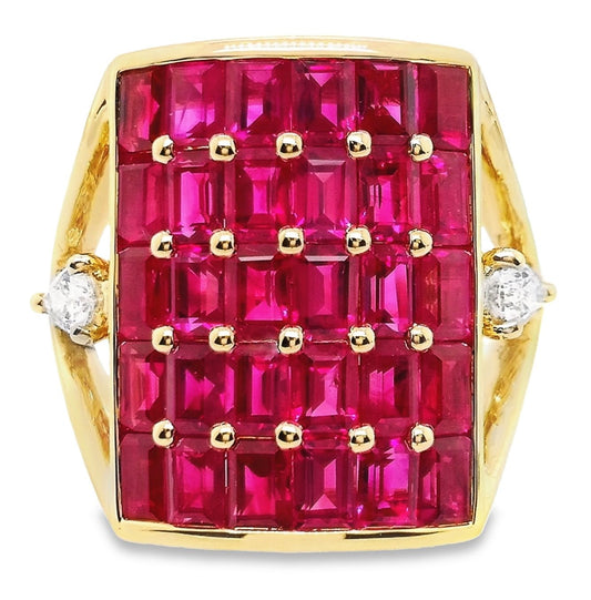 5.30ct BURMA RUBIES and 0.21ct NATURAL DIAMONDS set with 18K Yellow Gold Ring - SALE