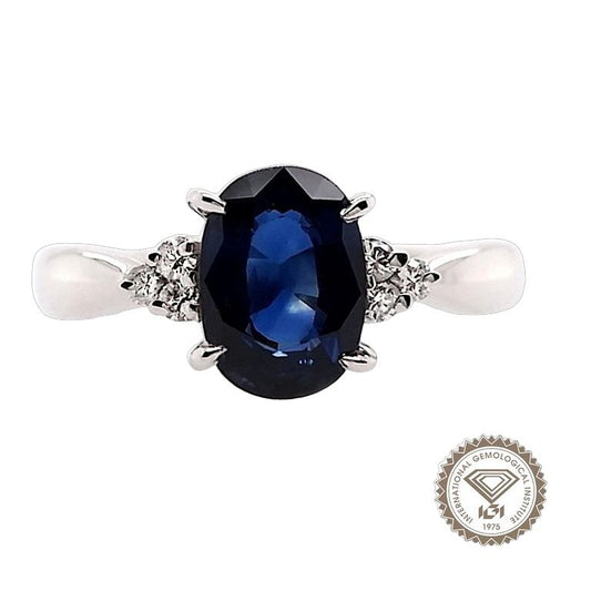1.36ct NATURAL SAPPHIRE and 0.08ct NATURAL DIAMONDS set with Platinum Ring - SALE