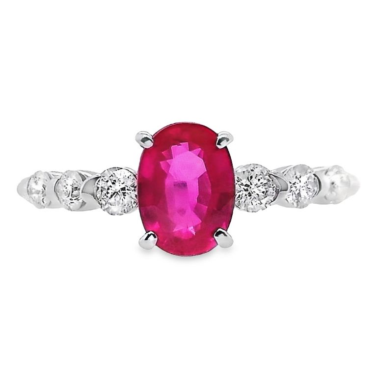 1.13ct Natural Pink Sapphire and 0.32ct Natural Diamonds set with Platinum Ring