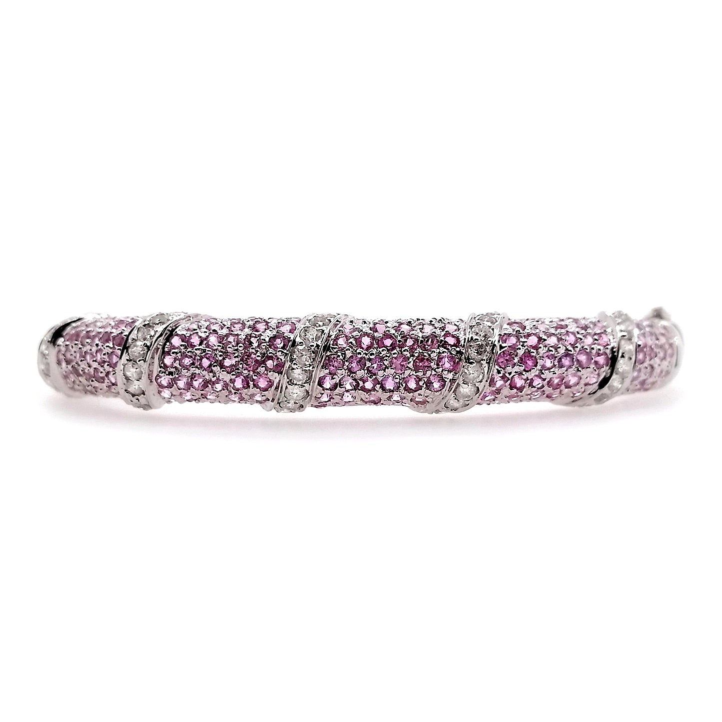 3.65ct NATURAL PINK SAPPHIRES accented by 0.95ct NATURAL DIAMONDS set in 18KT White Gold Bangle