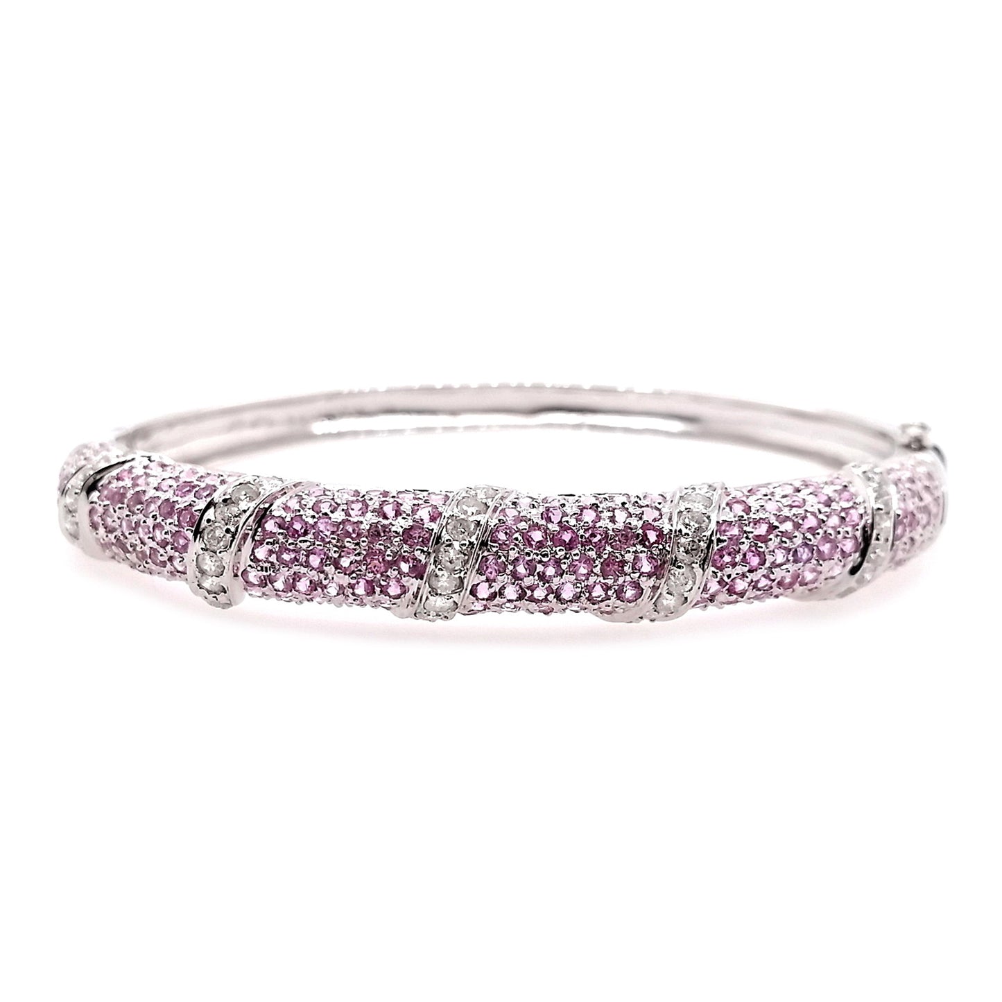 3.65ct NATURAL PINK SAPPHIRES accented by 0.95ct NATURAL DIAMONDS set in 18KT White Gold Bangle