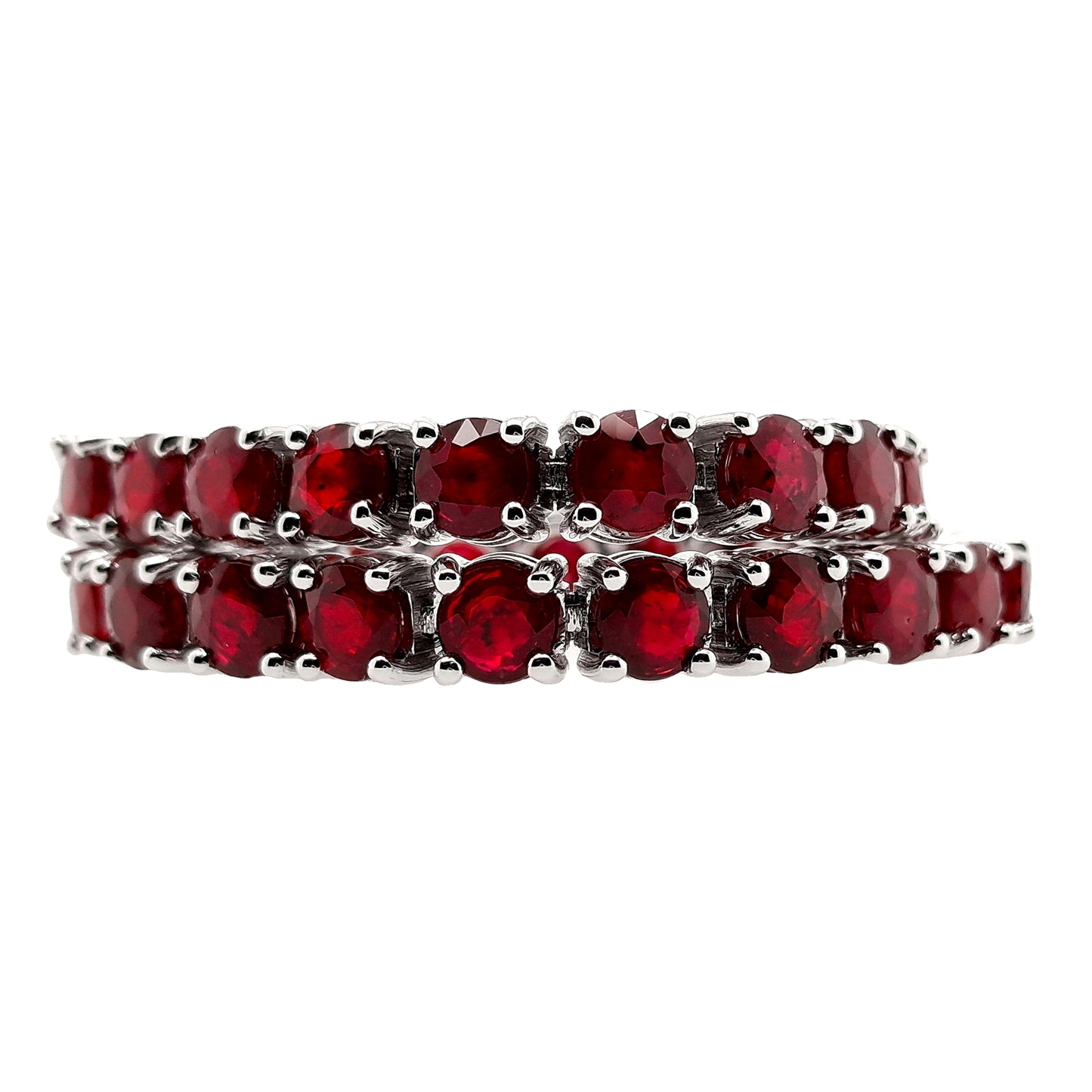 IGI Certified 11.46ct Natural Rubies 14K White Gold Bracelet