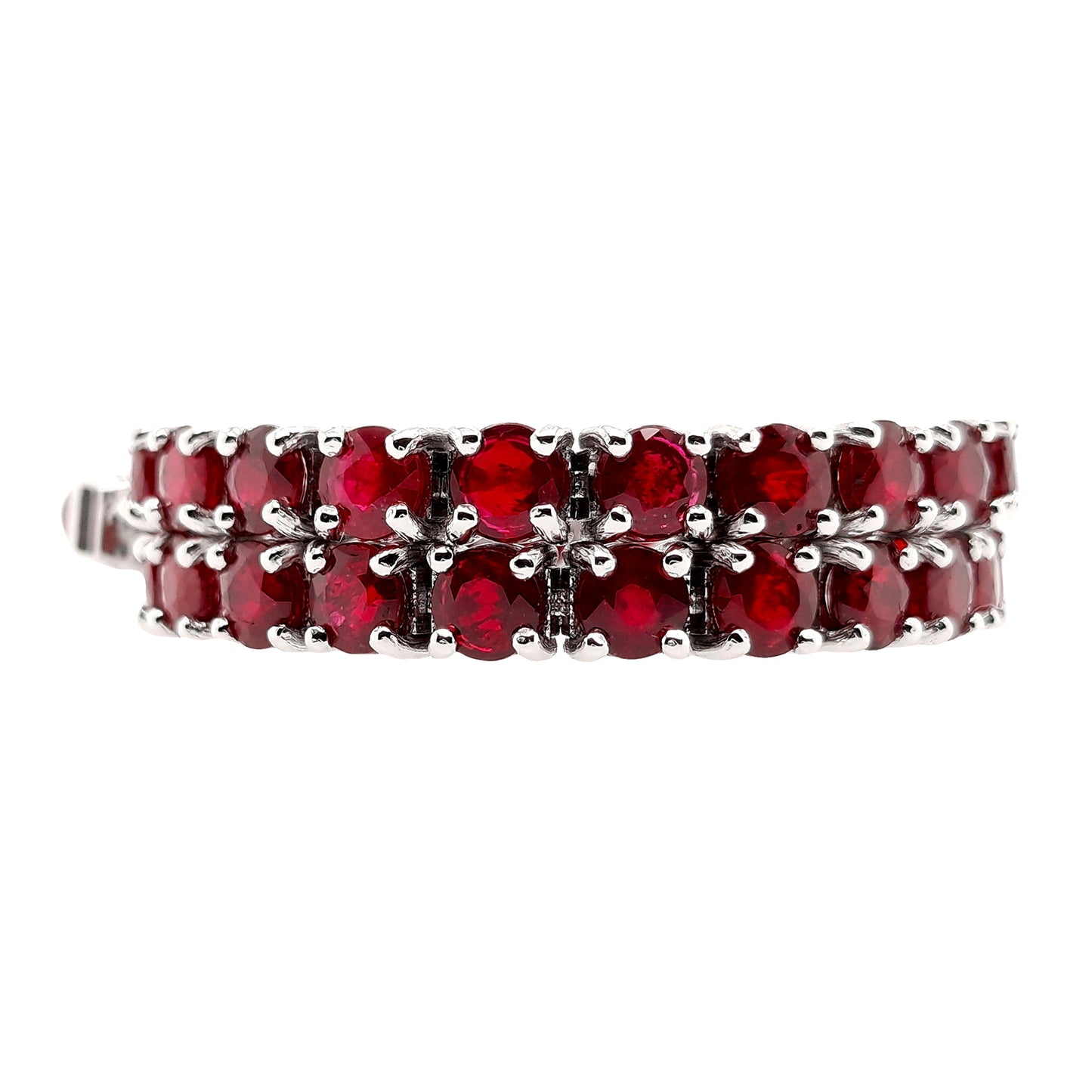 IGI Certified 11.03ct Natural Rubies 14K White Gold Bracelet - SALE