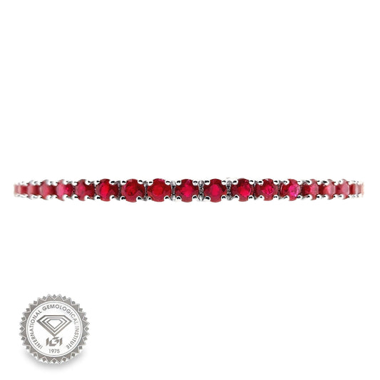 7.78ct Natural Rubies set with 14Kt White Gold Bracelet - SALE