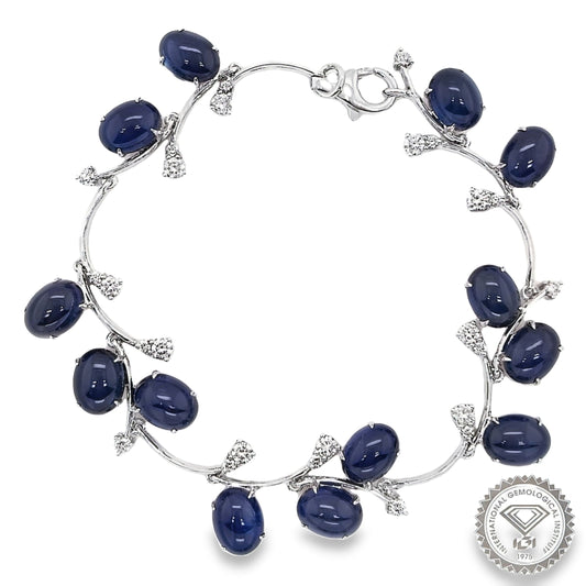 24.23ct NATURAL SAPPHIRES and 1.01ct NATURAL DIAMONDS Bracelet set with 18KT White Gold - SALE