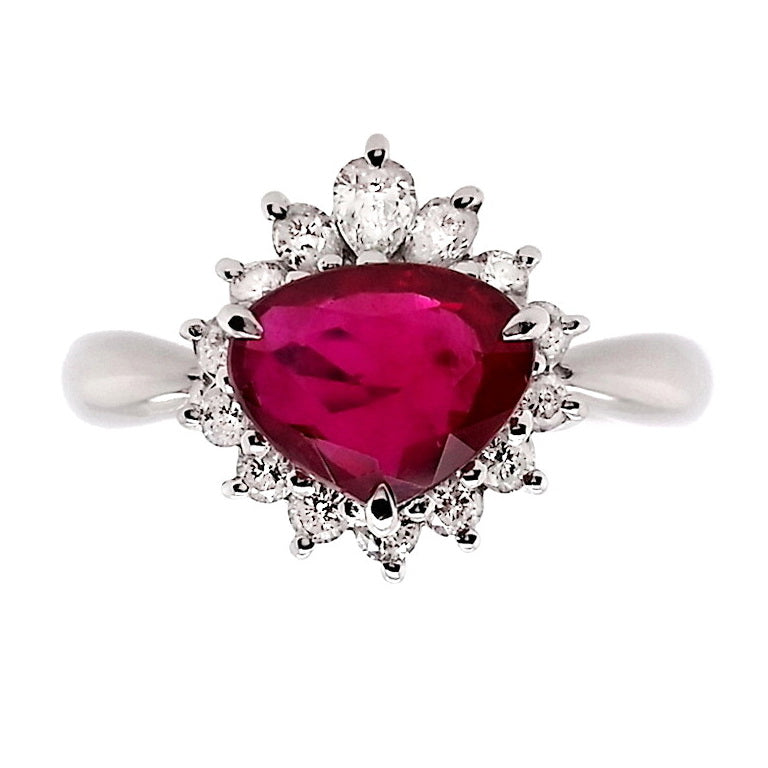 1.34ct Thai Ruby 0.34ct Natural Diamonds set with Platinum Ring - SALE