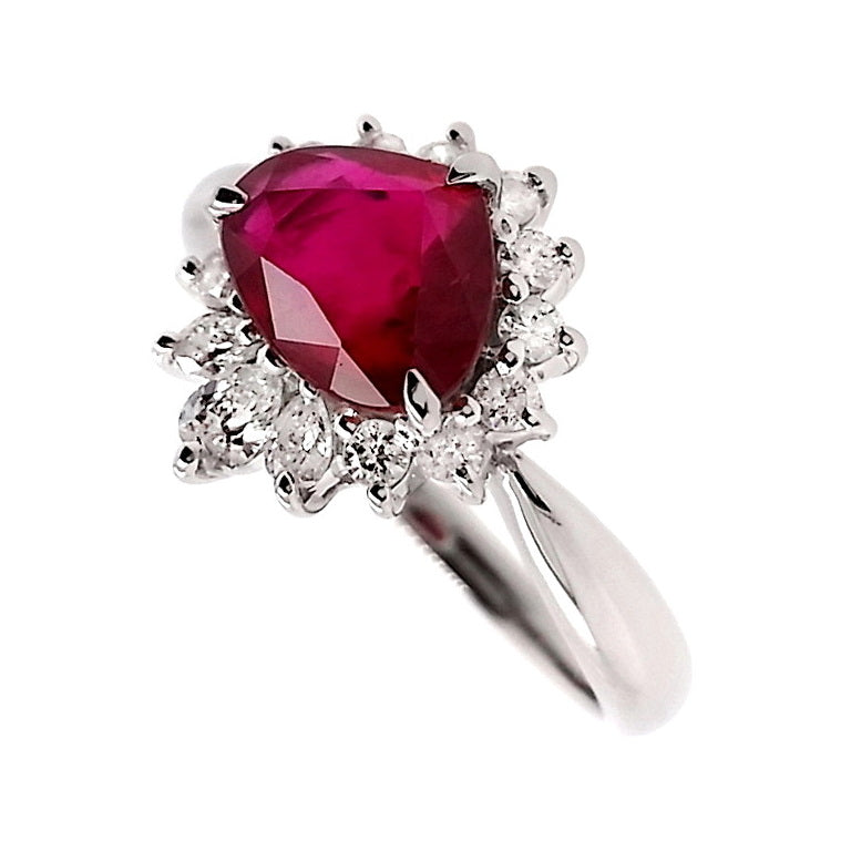 1.34ct Thai Ruby 0.34ct Natural Diamonds set with Platinum Ring - SALE