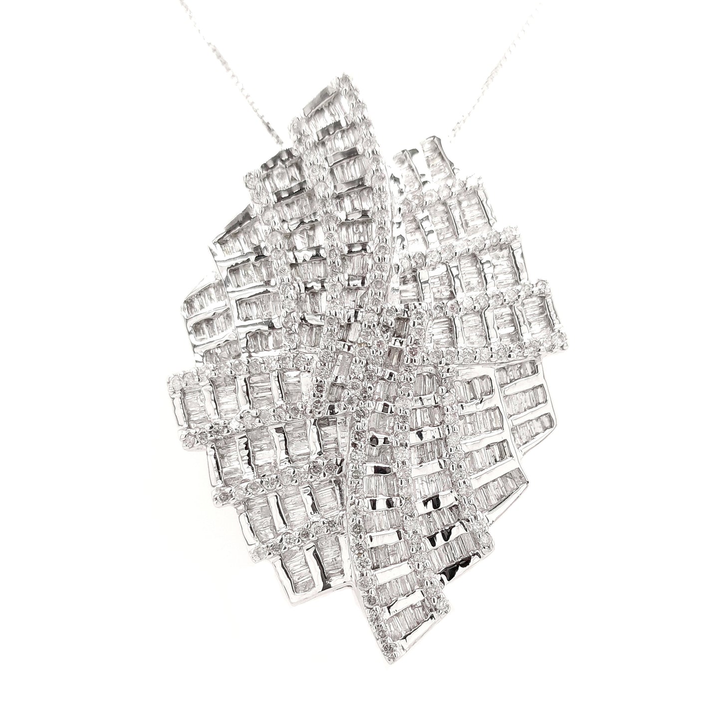 3.00ct Natural Diamonds set with 18K White Gold Necklace & Brooch