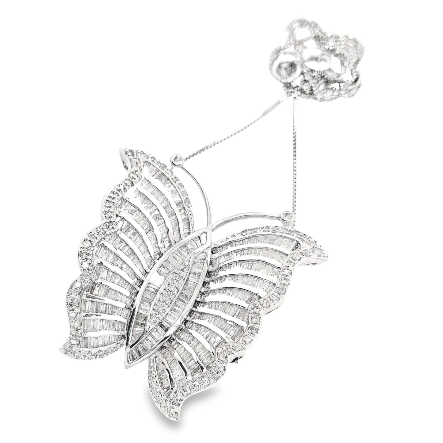 3.00ct Natural Diamonds set with 18K White Gold Necklace & Brooch