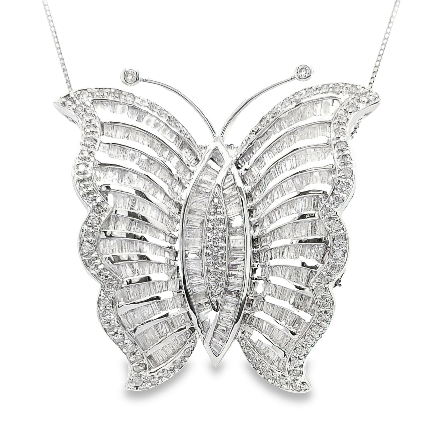 3.00ct Natural Diamonds set with 18K White Gold Necklace & Brooch