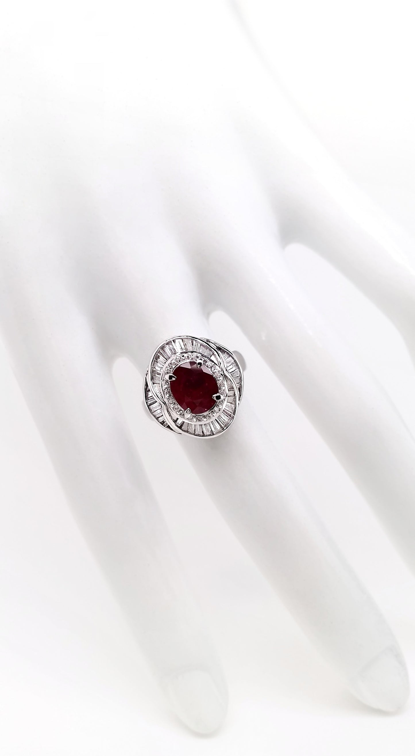 1.65ct NATURAL RUBY accented by 0.95ct NATURAL DIAMONDS Ring set in Platinum - SALE