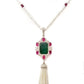 30.86ct Natural Emerald, 23.65 Natural Rubies, 1.52ct Natural Diamonds and Natural Pearls set in 18K Pink and Yellow Gold masterpiece Necklace