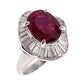 3.87ct NATURAL NOT-HEATED THAI RUBY accented by 1.71ct NATURAL DIAMONDS set in Platinum Ring