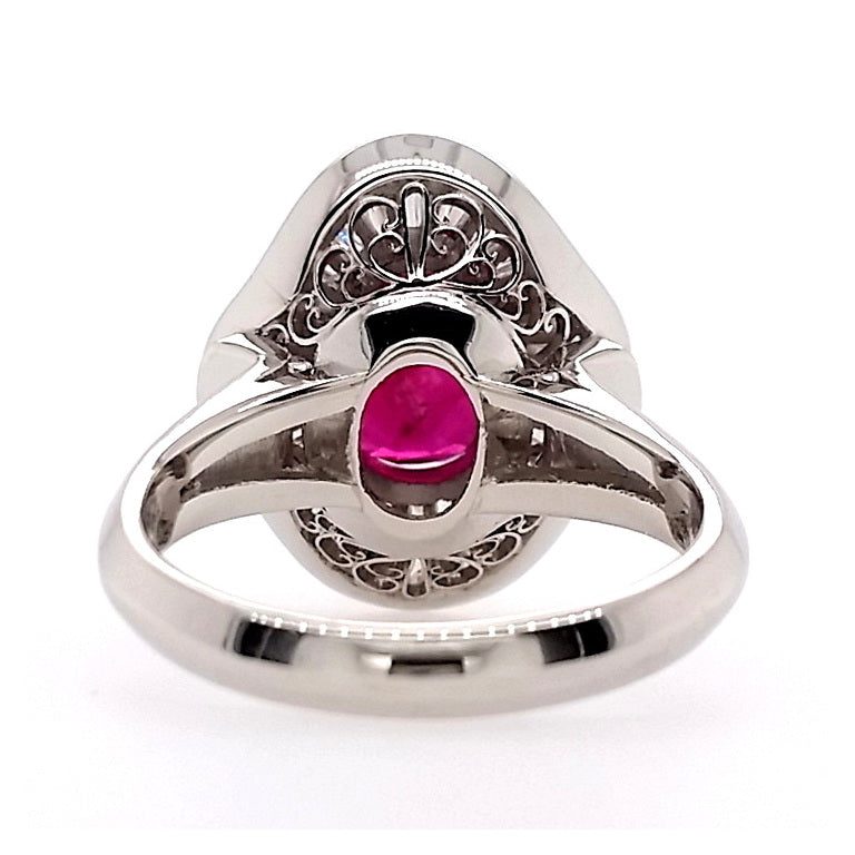 3.87ct NATURAL NOT-HEATED THAI RUBY accented by 1.71ct NATURAL DIAMONDS set in Platinum Ring