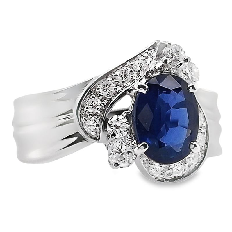 1.33ct NATURAL SAPPHIRE and 0.33ct NATURAL DIAMONDS set in Platinum Ring