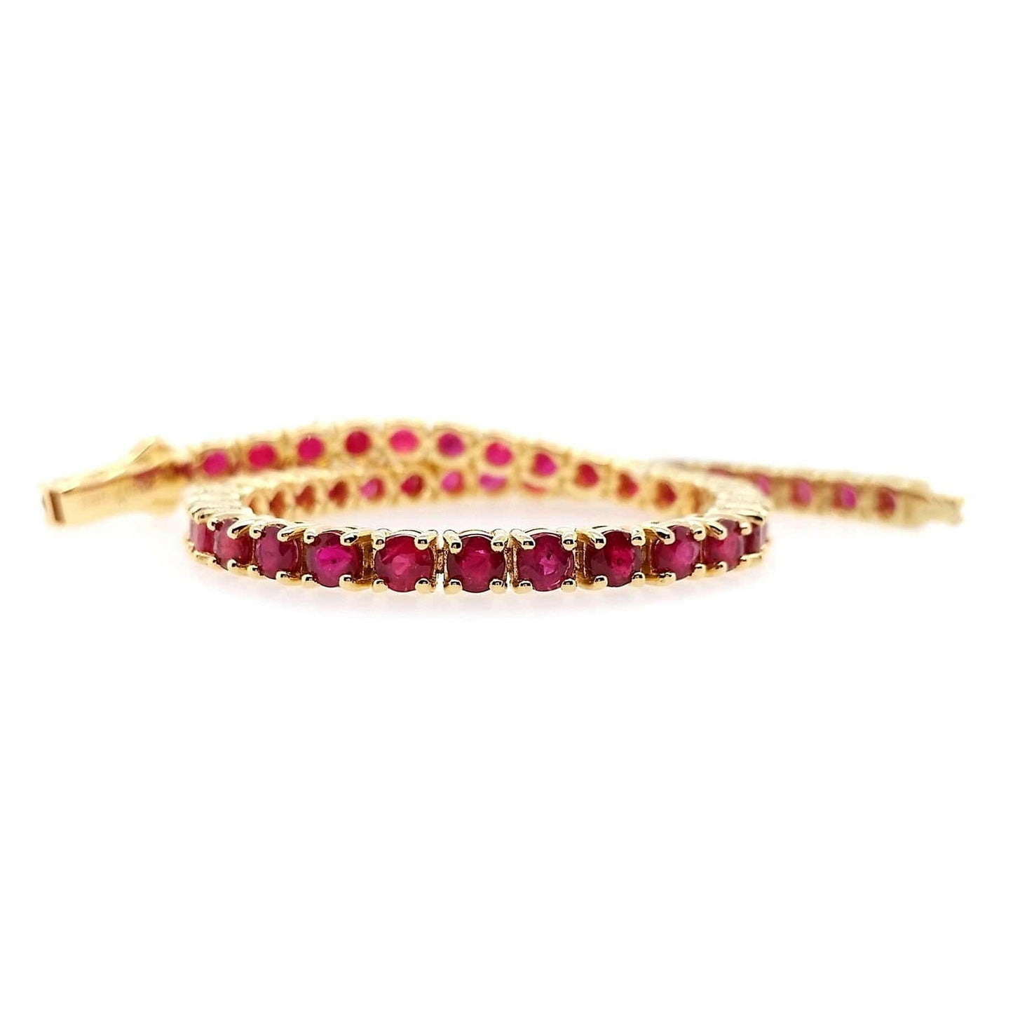 7.27ct Natural Rubies set in 14Kt Yellow Gold Bracelet