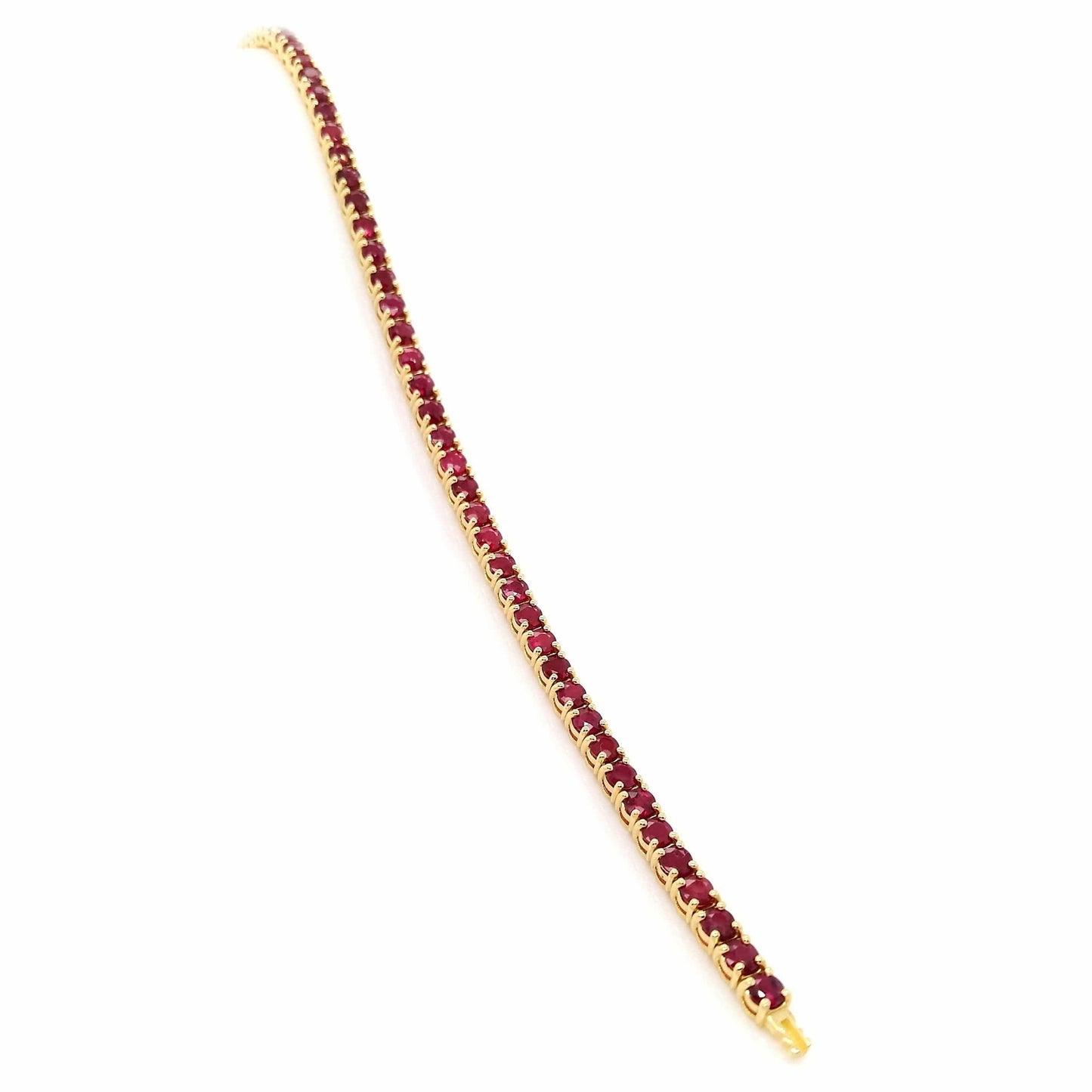 7.27ct Natural Rubies set in 14Kt Yellow Gold Bracelet