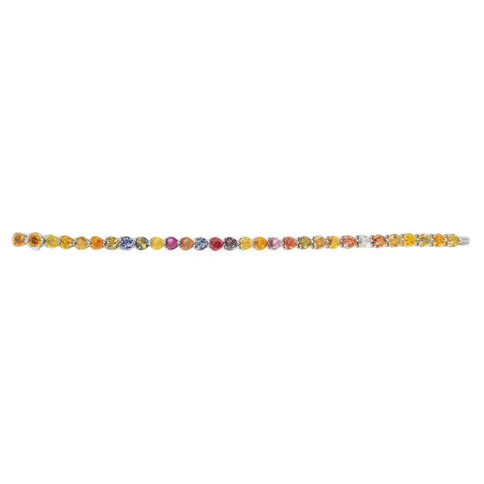 19.53 Carat Natural Multi-Color Sapphires set in 14k White Gold Bracelet