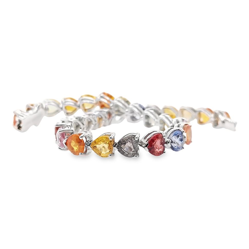 19.53 Carat Natural Multi-Color Sapphires set in 14k White Gold Bracelet