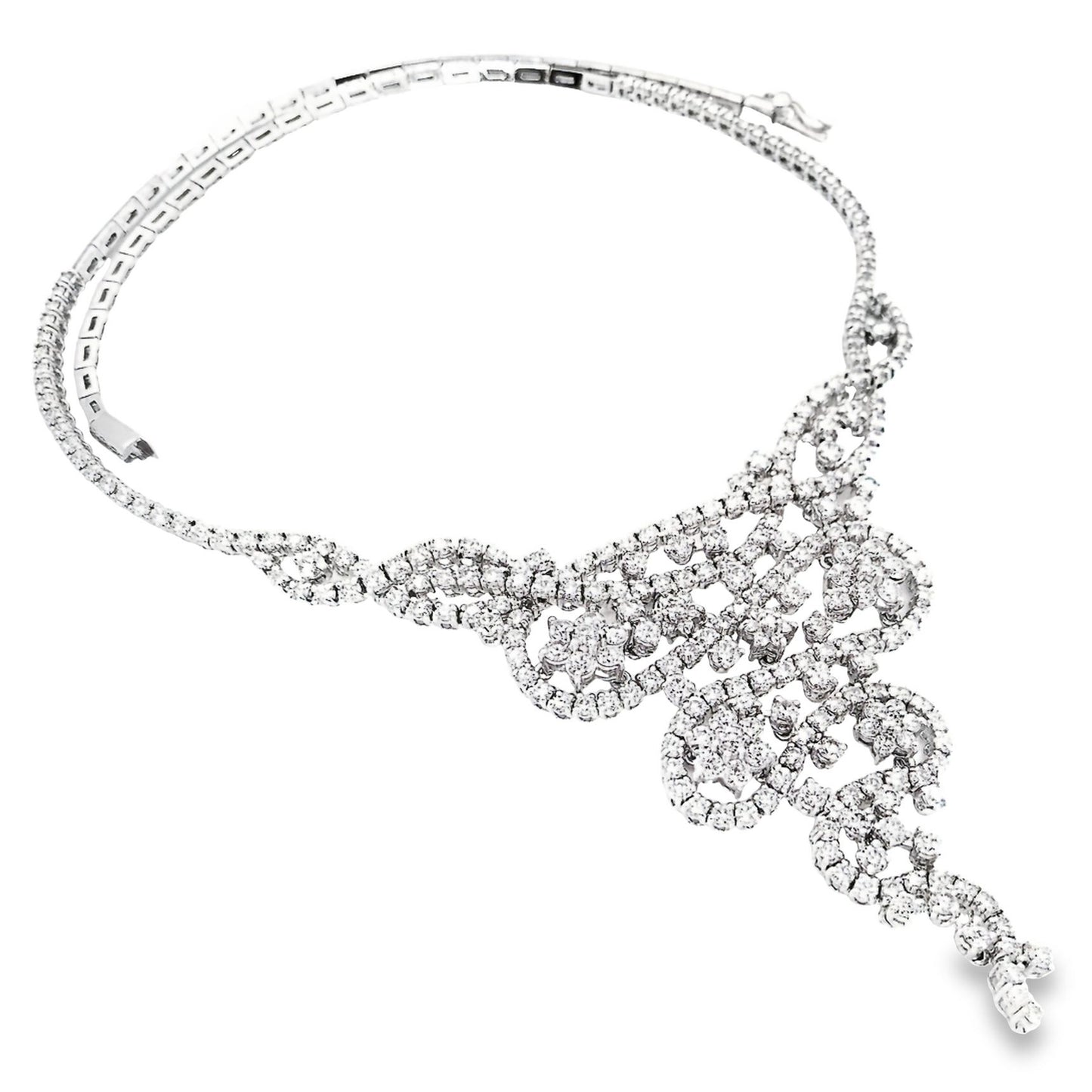 12.50ct Natural White Diamonds set in 18KT White Gold Necklace