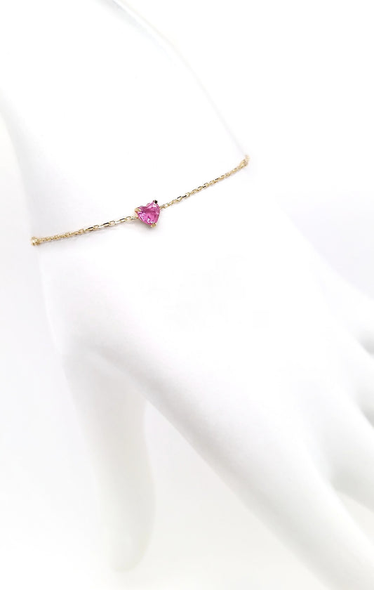 0.86ct NATURAL PINK-SAPPHIRES and 0.02ct NATURAL DIAMONDS set with 18K Yellow Gold Bracelet - SALE