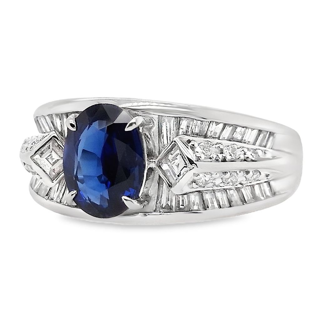 1.46ct NATURAL SAPPHIRE and 0.80ct NATURAL DIAMONDS set with Platinum Ring - SALE