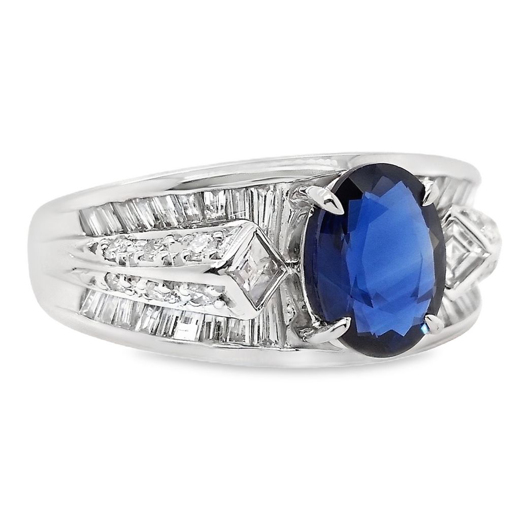 1.46ct NATURAL SAPPHIRE and 0.80ct NATURAL DIAMONDS set with Platinum Ring - SALE