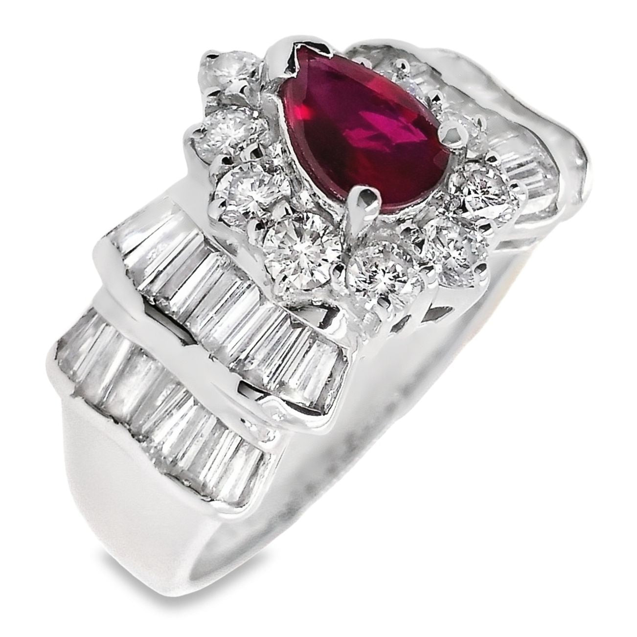 0.47ct NATURAL RUBY accented by 1.49ct NATURAL DIAMONDS set with Platinum Ring - SALE