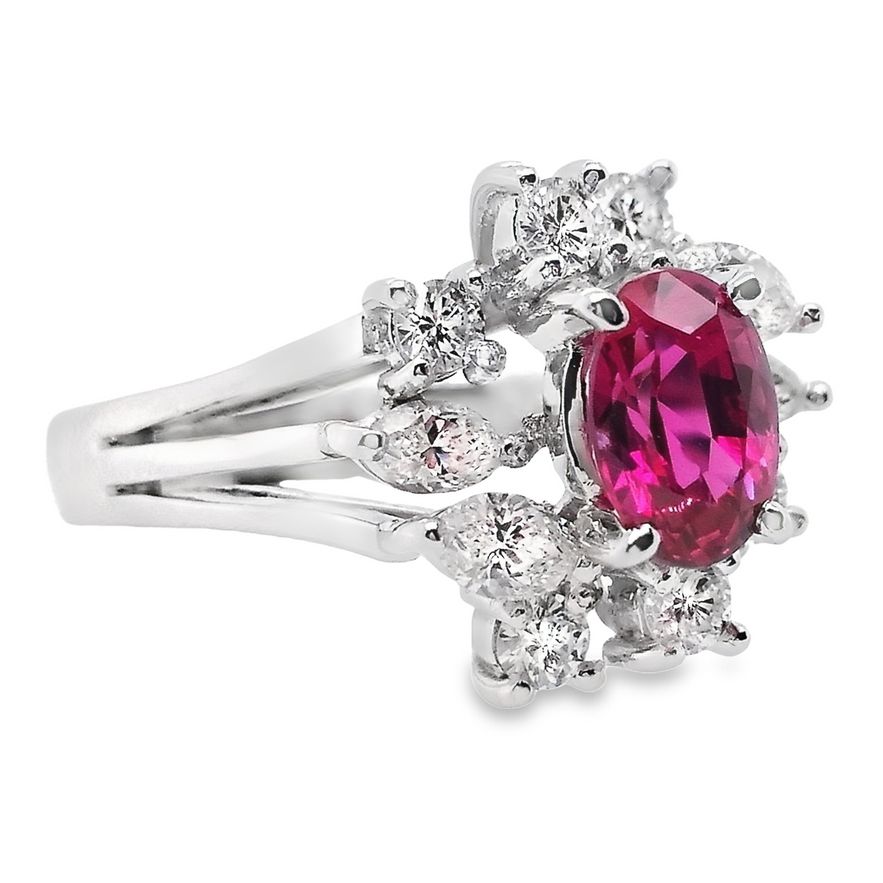 0.96ct NATURAL NOT-TREATED THAI RUBY accented by 0.64ct NATURAL DIAMONDS set with Platinum Ring - SALE