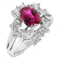 0.96ct NATURAL NOT-TREATED THAI RUBY accented by 0.64ct NATURAL DIAMONDS set with Platinum Ring - SALE